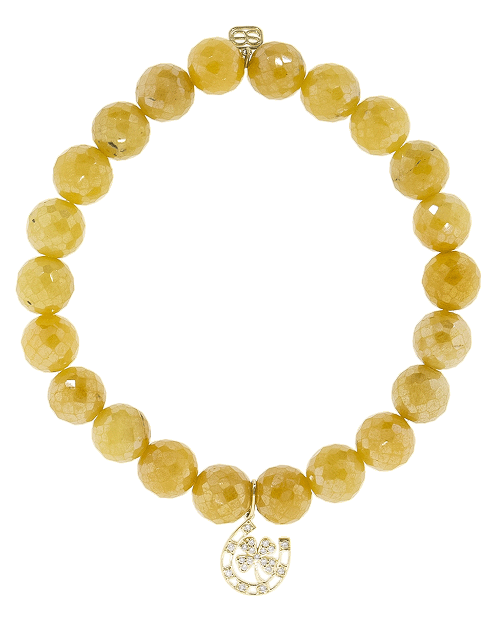 SYDNEY EVAN-Pave Diamond Horseshoe And Lucky Charm Bracelet-YELLOW GOLD