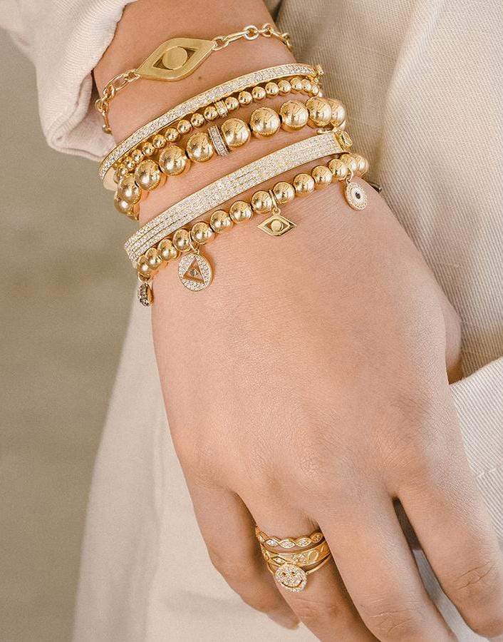 SYDNEY EVAN-Pave Diamond Rondelle Gold Bracelet-YELLOW GOLD