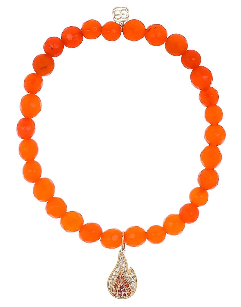 SYDNEY EVAN-Pave Flame Orange Agate Bead Bracelet-YELLOW GOLD