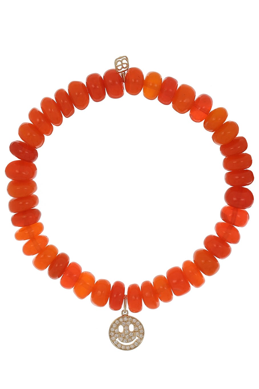 SYDNEY EVAN-Pave Happy Face Orange Opal Bead Bracelet-YELLOW GOLD