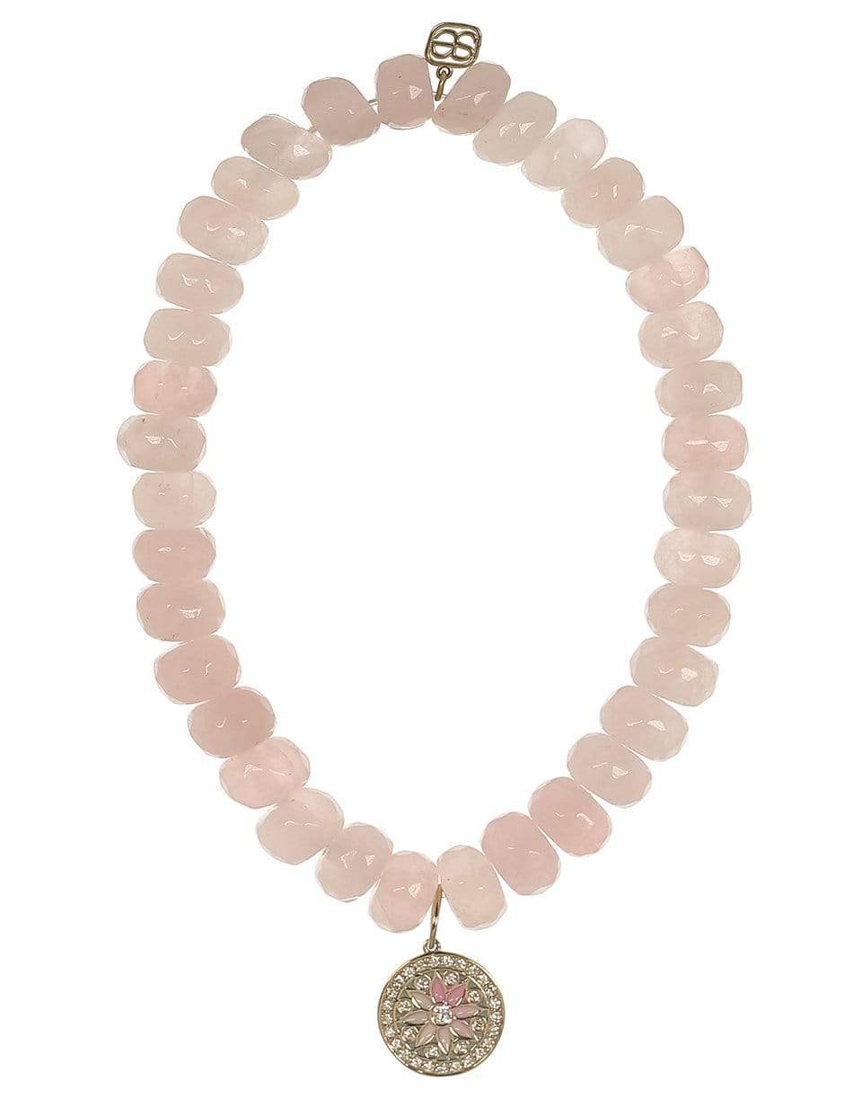 SYDNEY EVAN-Pave Kaleidoscope Rose Quartz Bead Bracelet-YELLOW GOLD