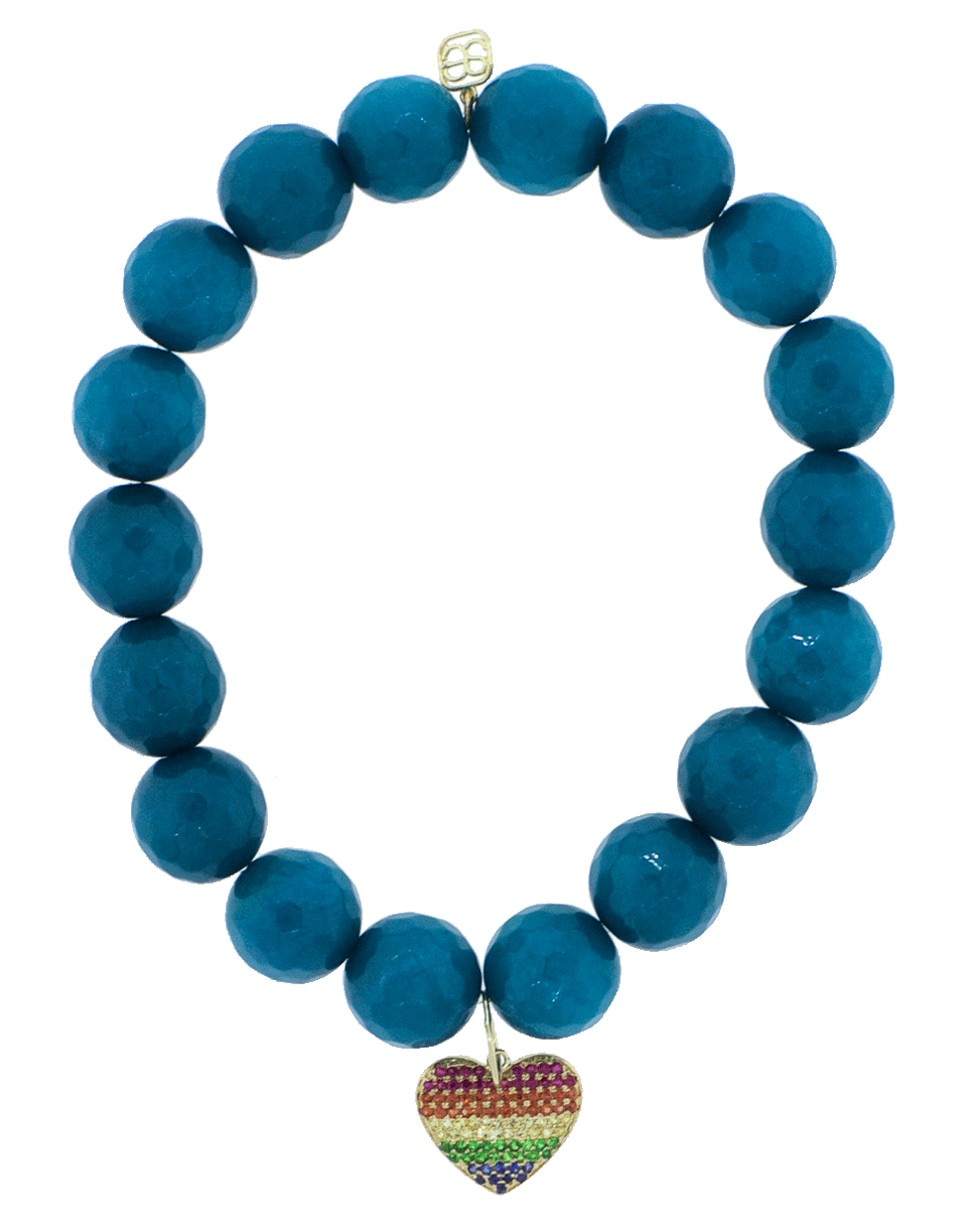 SYDNEY EVAN-Pave Rainbow Heart Charm Bracelet-YELLOW GOLD