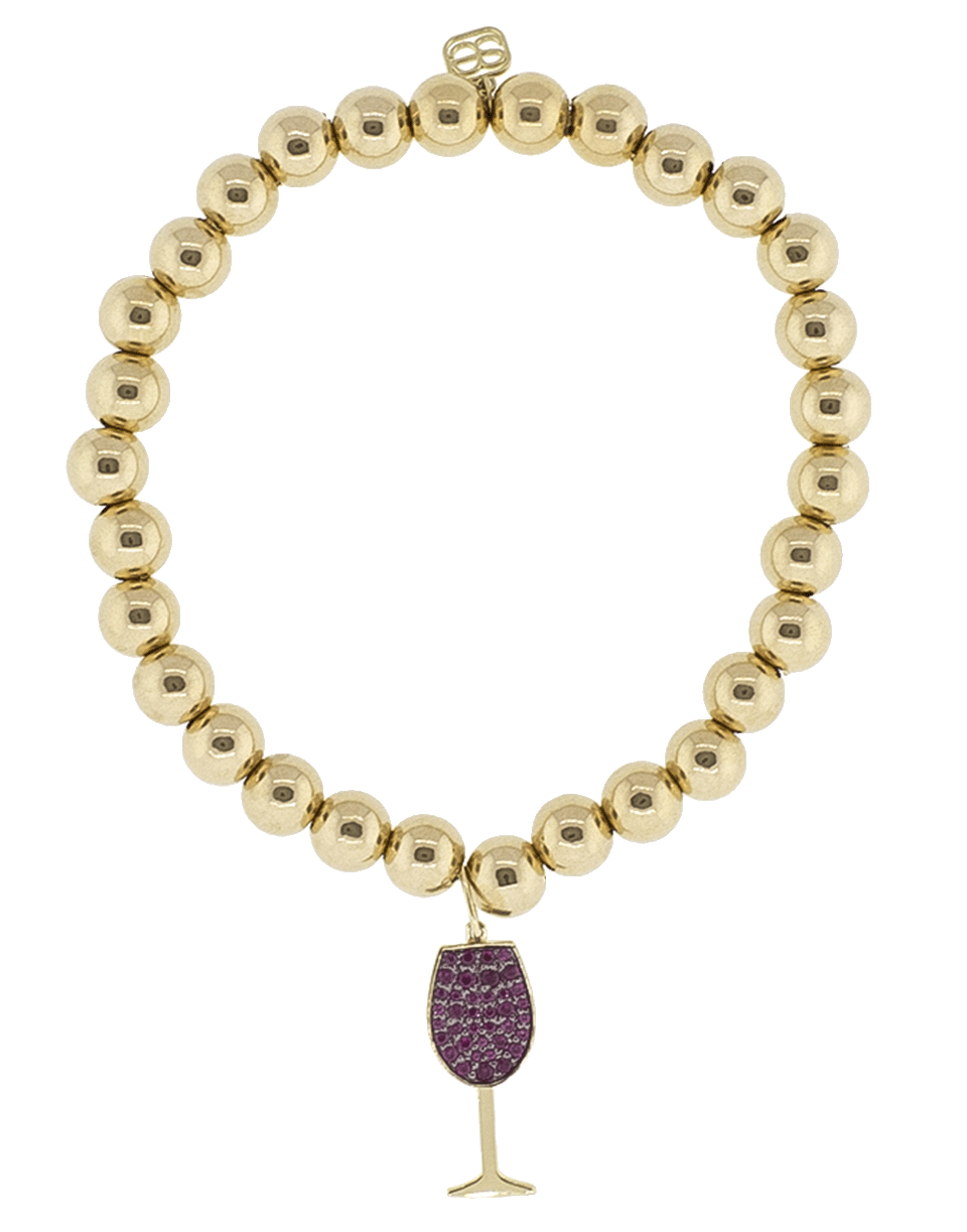 SYDNEY EVAN-Pave Ruby Wine Glass Charm Bracelet-YELLOW GOLD