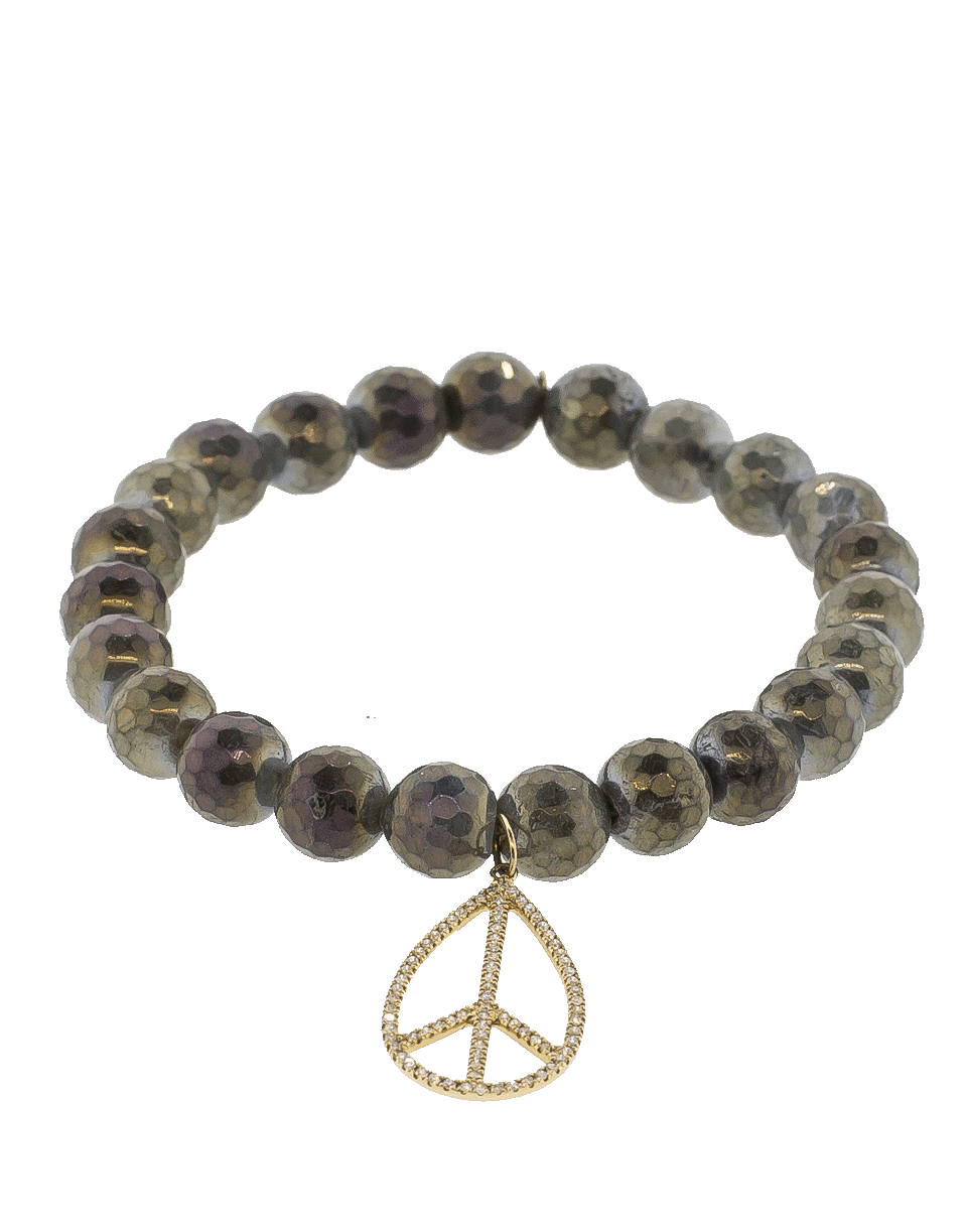 SYDNEY EVAN-Peace Sign Teardrop Charm Bracelet-YELLOW GOLD