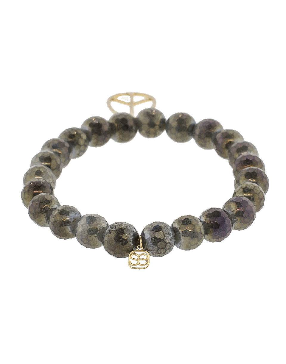 SYDNEY EVAN-Peace Sign Teardrop Charm Bracelet-YELLOW GOLD