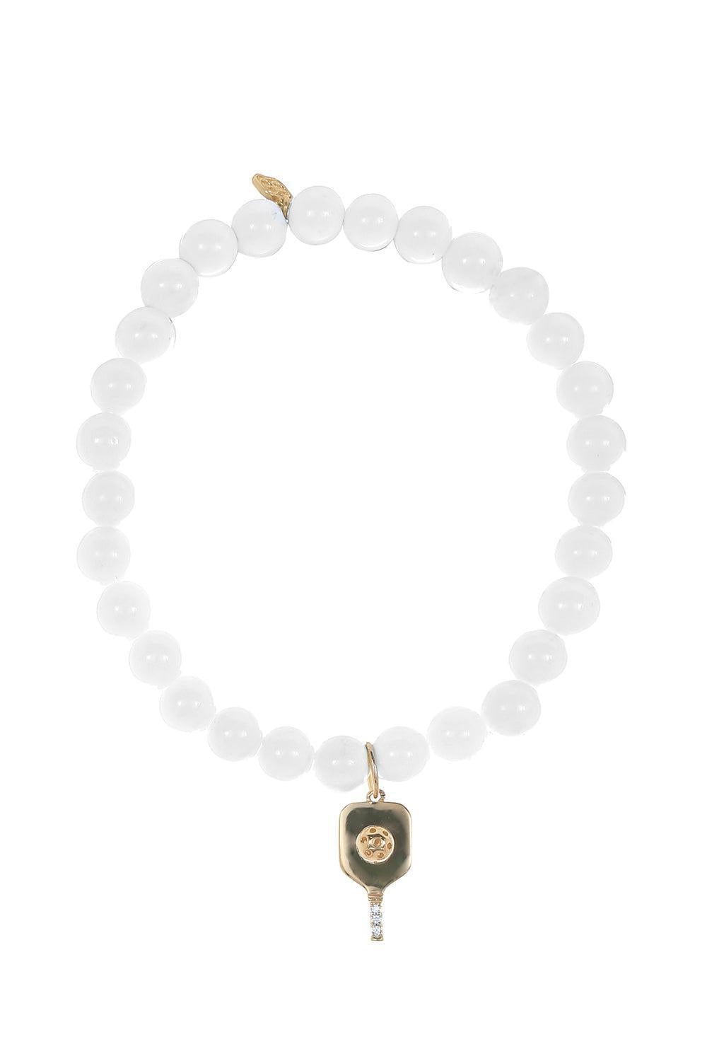 Pickleball White Clam Charm Bracelet-YELLOW GOLD-JEWELRYFINE JEWELBRACELET O-SYDNEY EVAN
