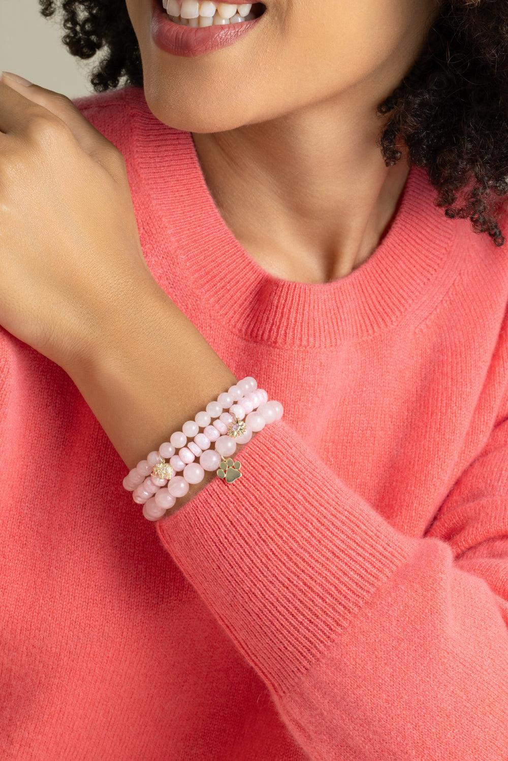 Pink Grapolite Solar Charm Bracelet-YELLOW GOLD-JEWELRYFINE JEWELBRACELET O-SYDNEY EVAN