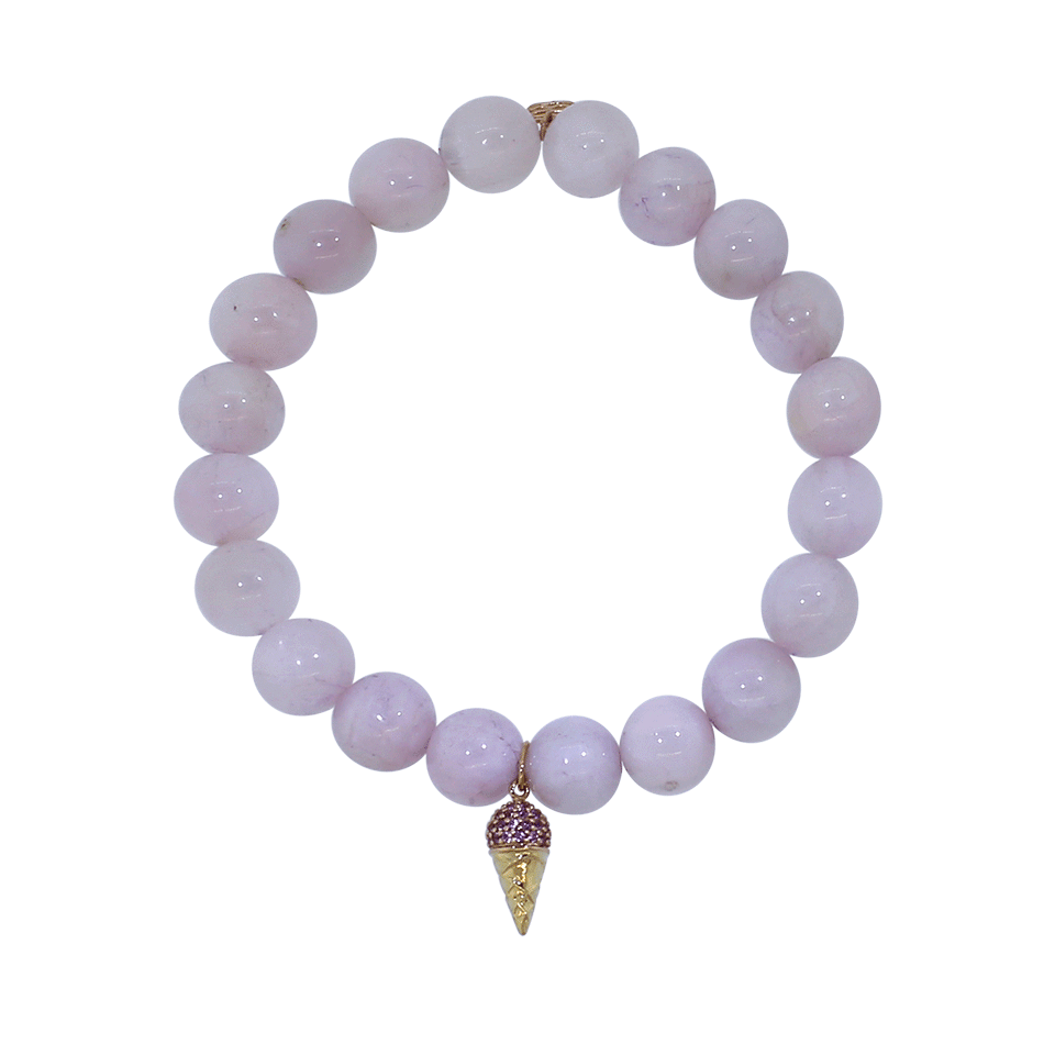SYDNEY EVAN-Pink Sapphire Ice Cream Cone Kunzite Beaded Bracelet-YELLOW GOLD