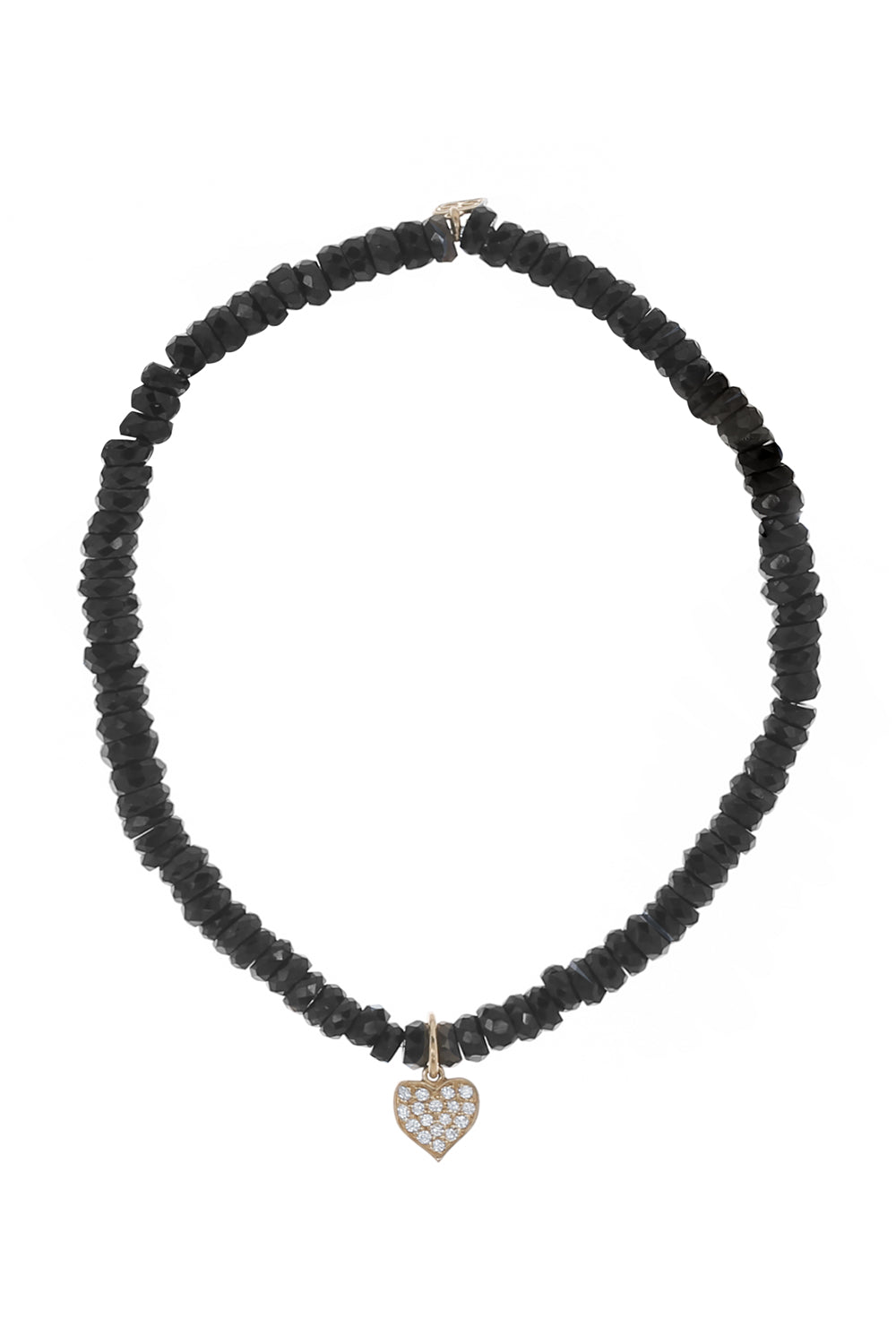 Playing Card Heart Black Spinel Charm Bracelet-YELLOW GOLD-JEWELRYFINE JEWELBRACELET O-SYDNEY EVAN