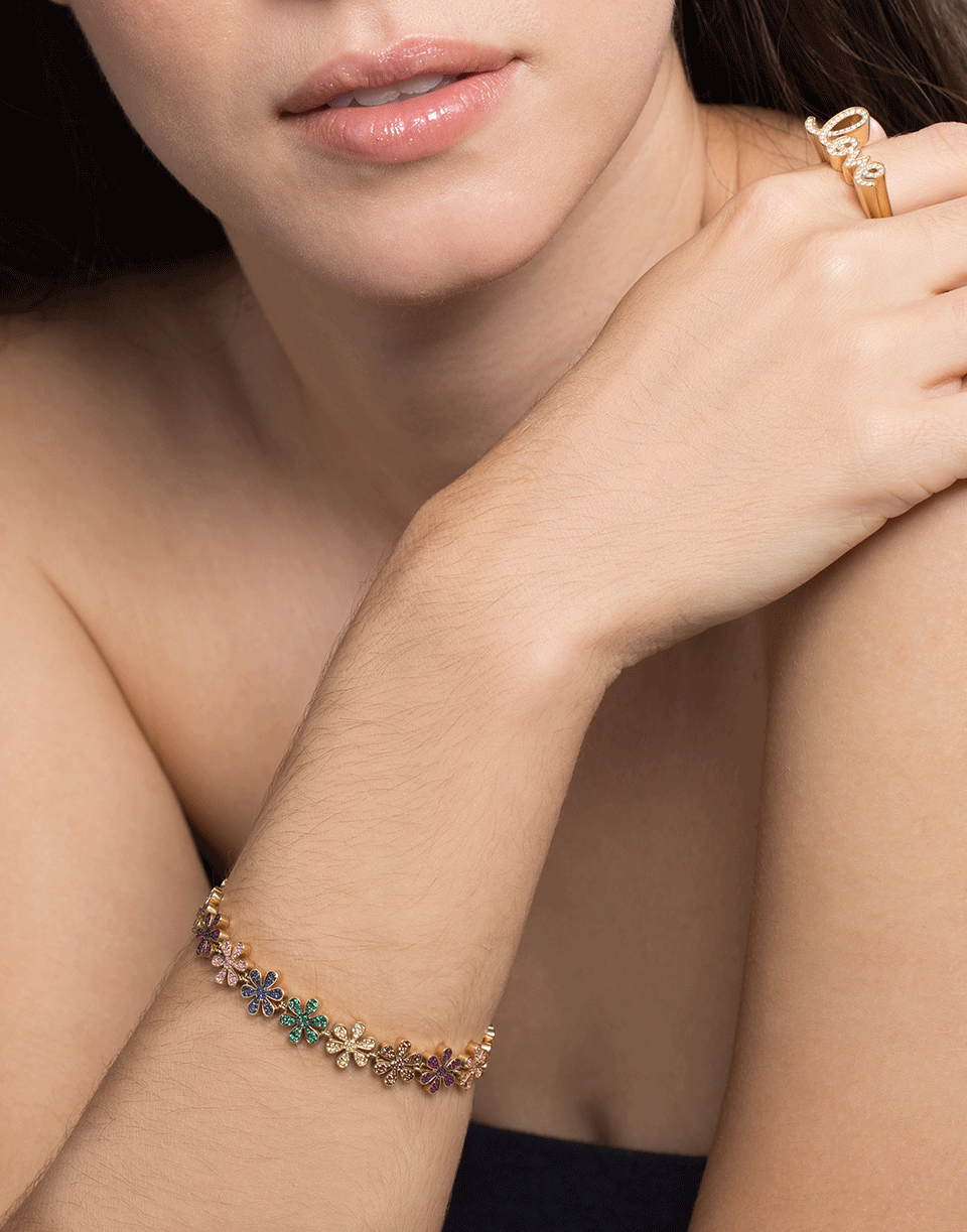 SYDNEY EVAN-Rainbow Daisy Eternity Bracelet-YELLOW GOLD