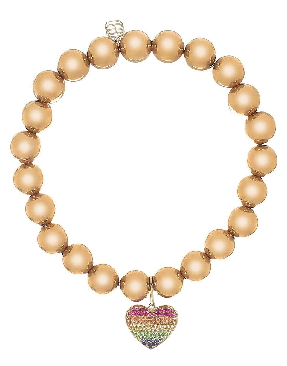 SYDNEY EVAN-Rainbow Heart Gold Bead Bracelet-YELLOW GOLD