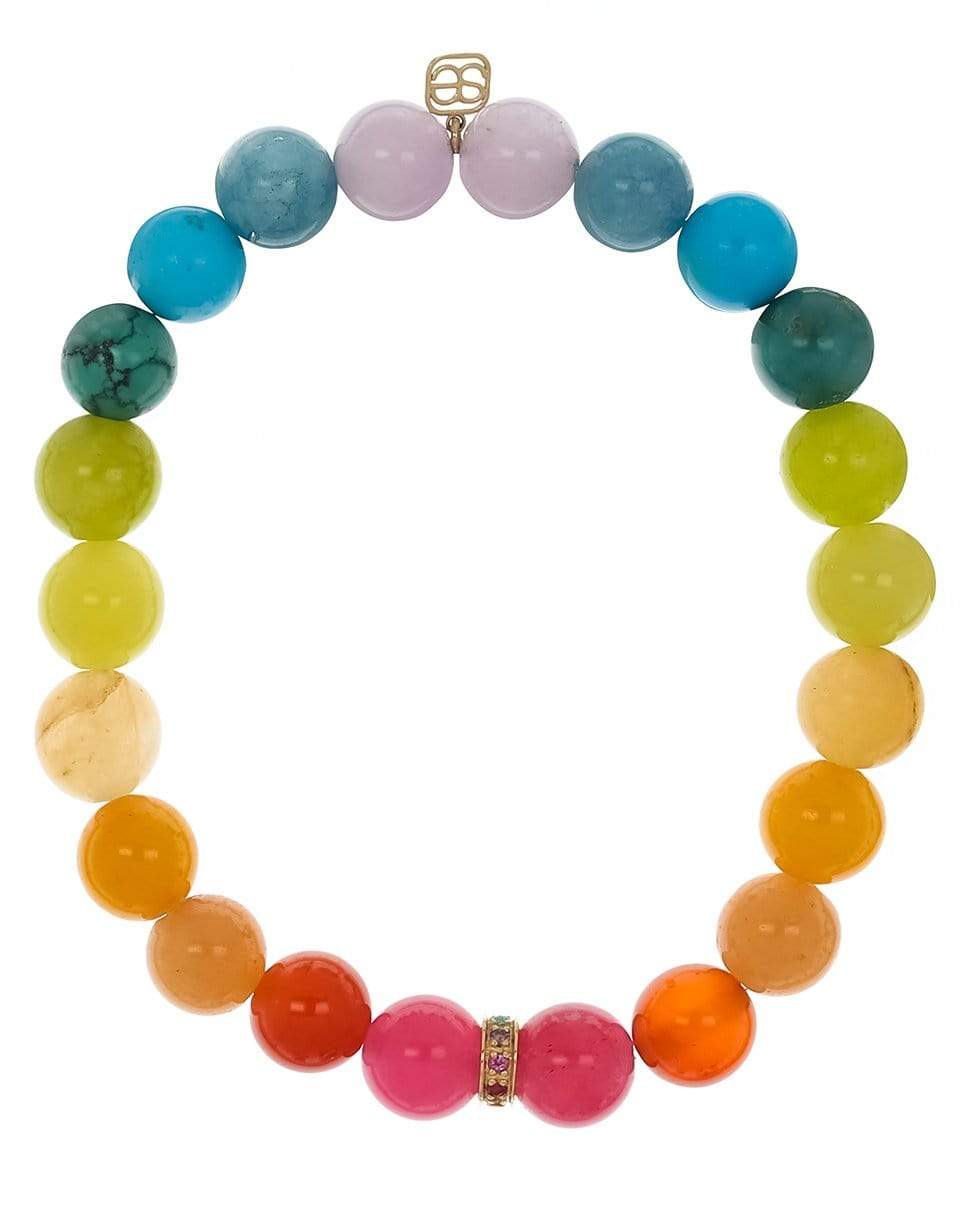 SYDNEY EVAN-Rainbow Jade Rondelle Bead Bracelet-YELLOW GOLD