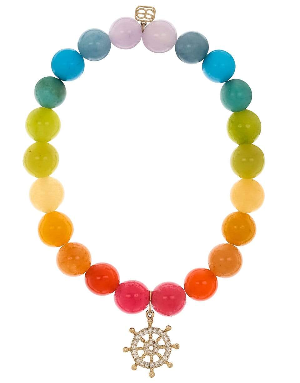 SYDNEY EVAN-Rainbow Jade Ship Wheel Bead Bracelet-YELLOW GOLD