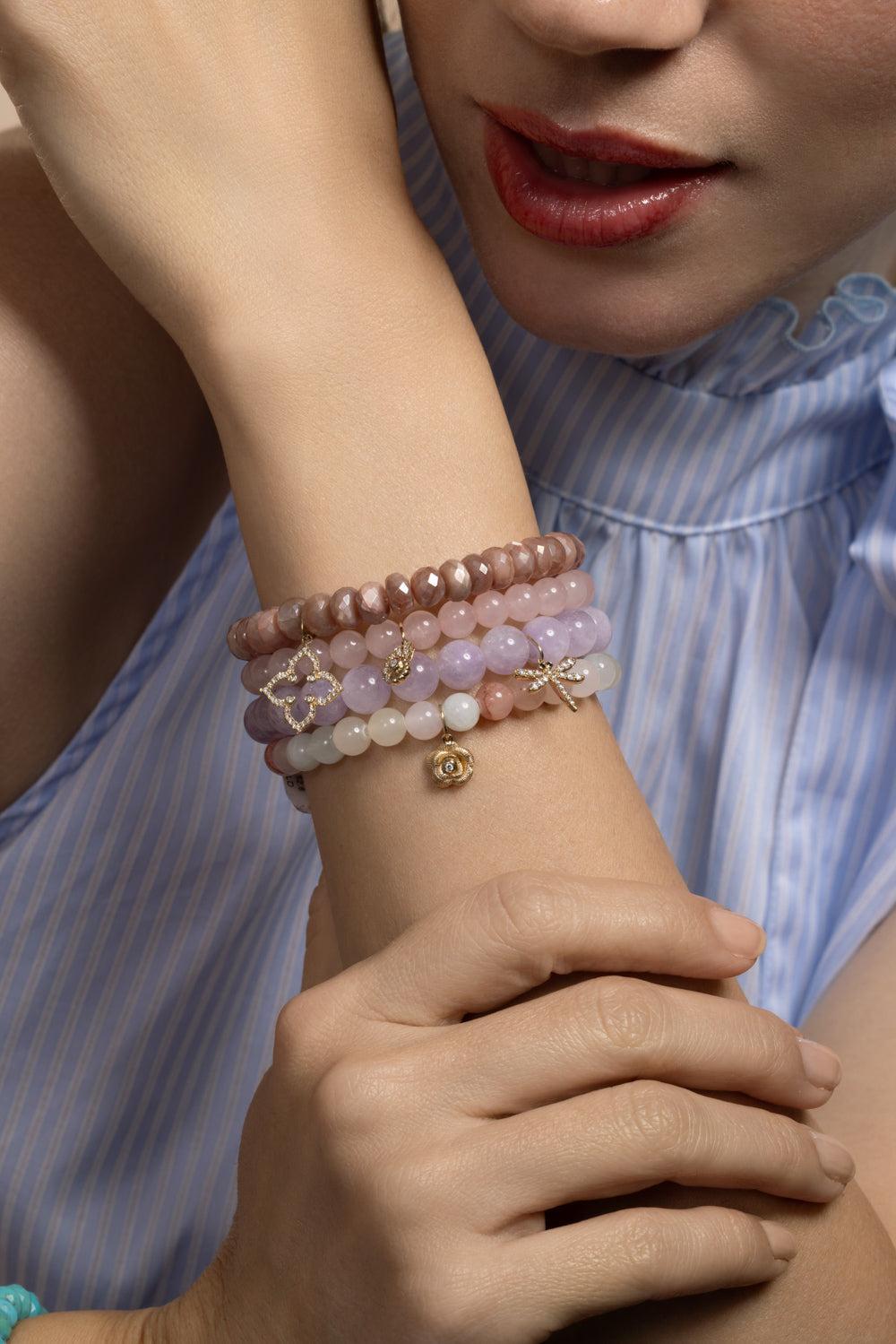 Rose Quartz Small Nautilus Charm Bracelet-YELLOW GOLD-JEWELRYFINE JEWELBRACELET O-SYDNEY EVAN