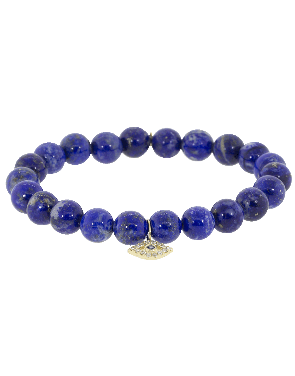 SYDNEY EVAN-Sapphire And Diamond Evil Eye Charm Bracelet-YELLOW GOLD