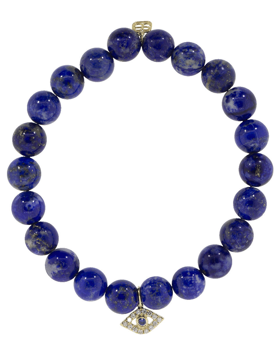 SYDNEY EVAN-Sapphire And Diamond Evil Eye Charm Bracelet-YELLOW GOLD