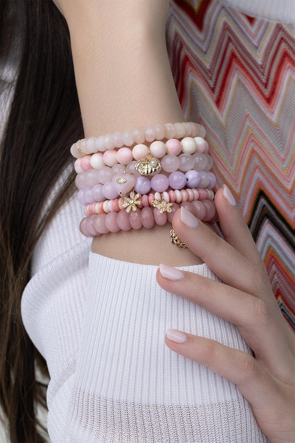 Shell Pink Conch Charm Bracelet-YELLOW GOLD-JEWELRYFINE JEWELBRACELET O-SYDNEY EVAN