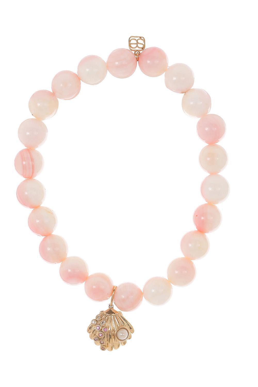 Shell Pink Conch Charm Bracelet-YELLOW GOLD-JEWELRYFINE JEWELBRACELET O-SYDNEY EVAN
