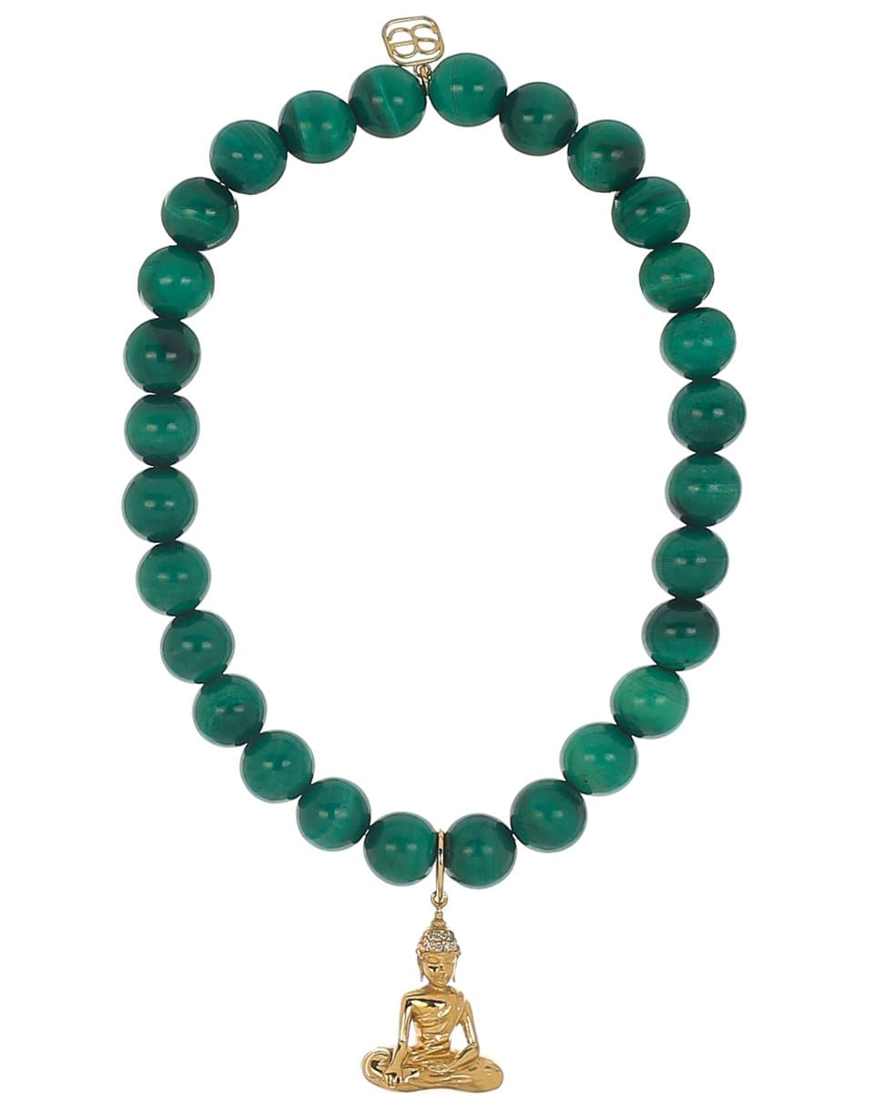 SYDNEY EVAN-Sitting Buddha Malachite Bead Bracelet-YELLOW GOLD