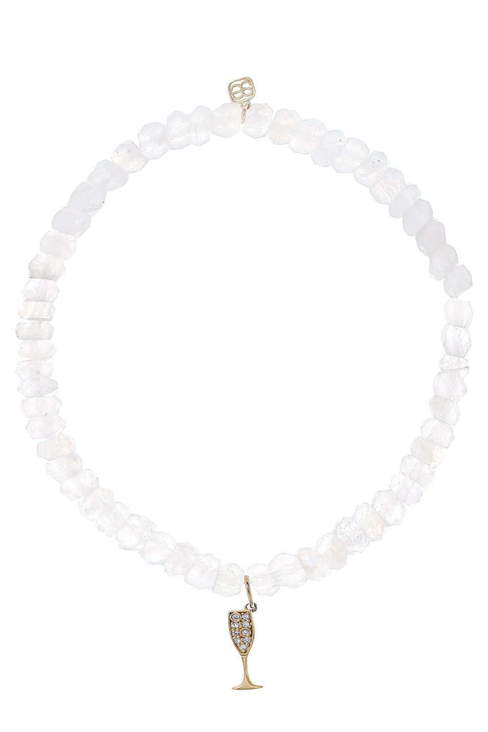 SYDNEY EVAN-Small Champagne Glass Moonstone Charm Bracelet-YELLOW GOLD