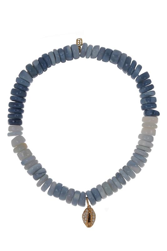 SYDNEY EVAN-Small Cowrie Shell Charm Heishi Bead Bracelet-YELLOW GOLD