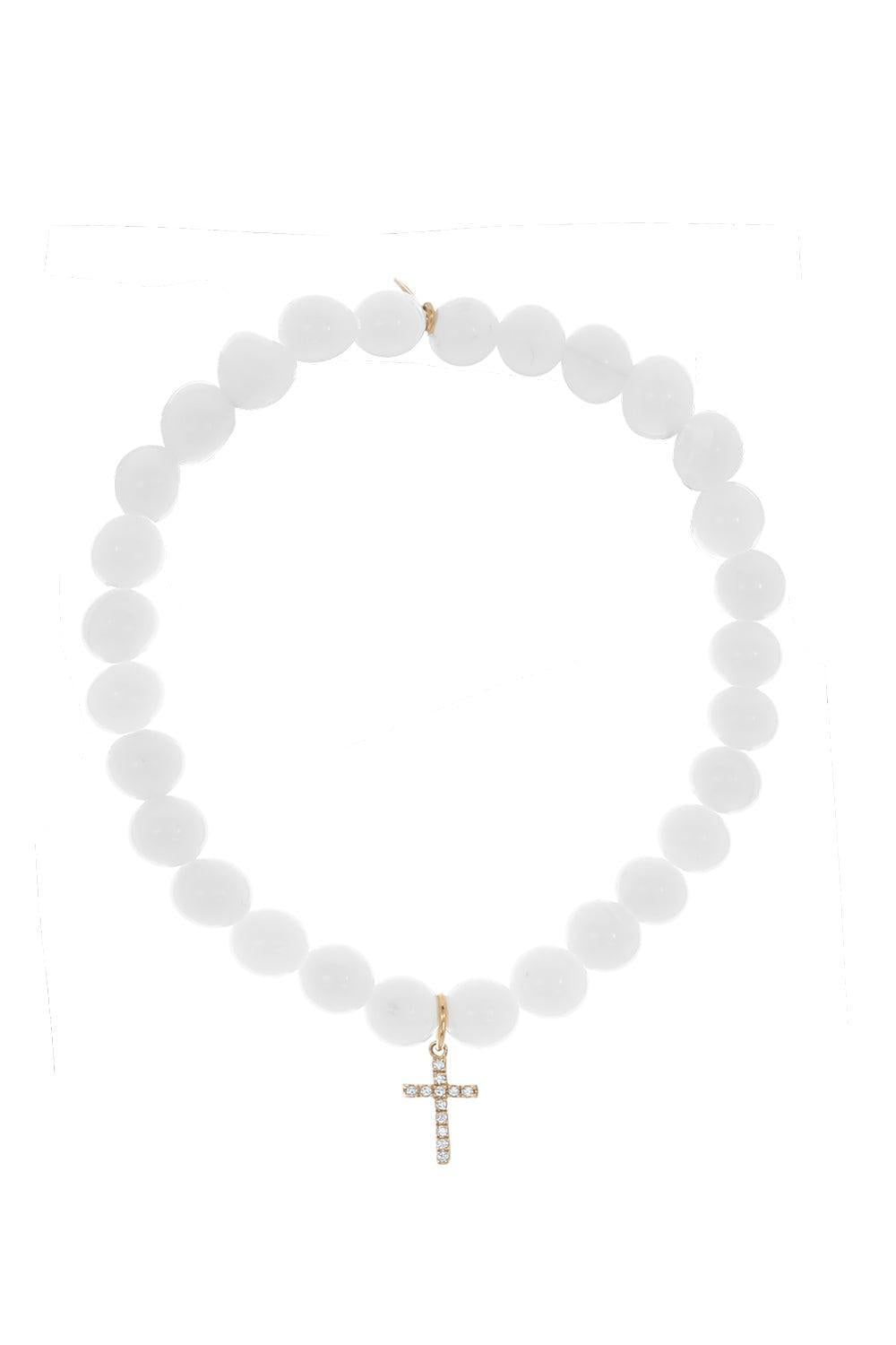 Small Cross White Clam Charm Bracelet-YELLOW GOLD-JEWELRYFINE JEWELBRACELET O-SYDNEY EVAN