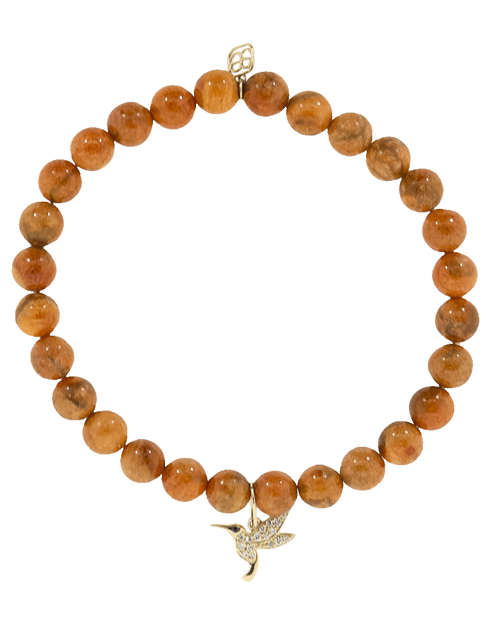 SYDNEY EVAN-Small Pave Diamond Hummingbird Charm Bracelet-YELLOW GOLD
