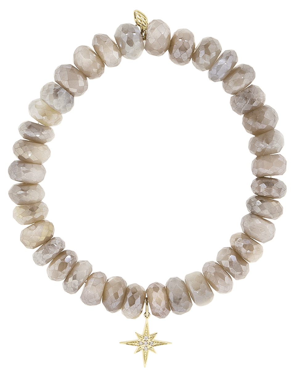 SYDNEY EVAN-Small Pave Diamond Starburst Charm Bracelet-YELLOW GOLD