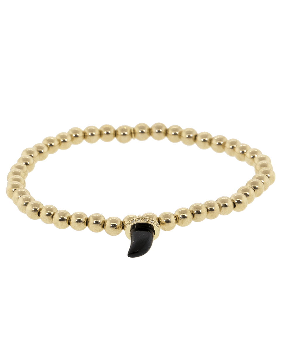 SYDNEY EVAN-Small Pave Onyx Horn Charm Bracelet-YELLOW GOLD