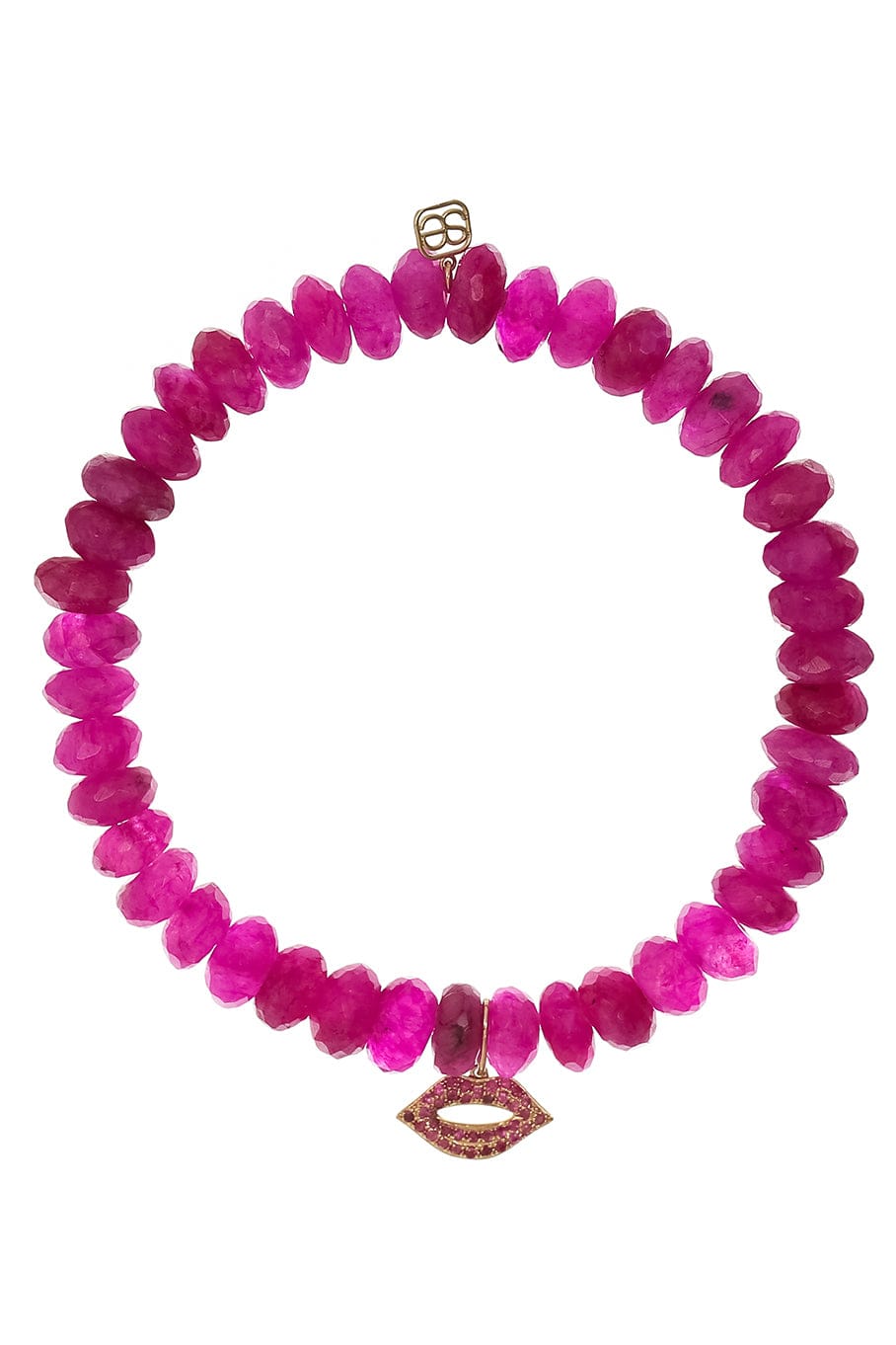 SYDNEY EVAN-Small Ruby Lips Quartz Bead Bracelet-YELLOW GOLD