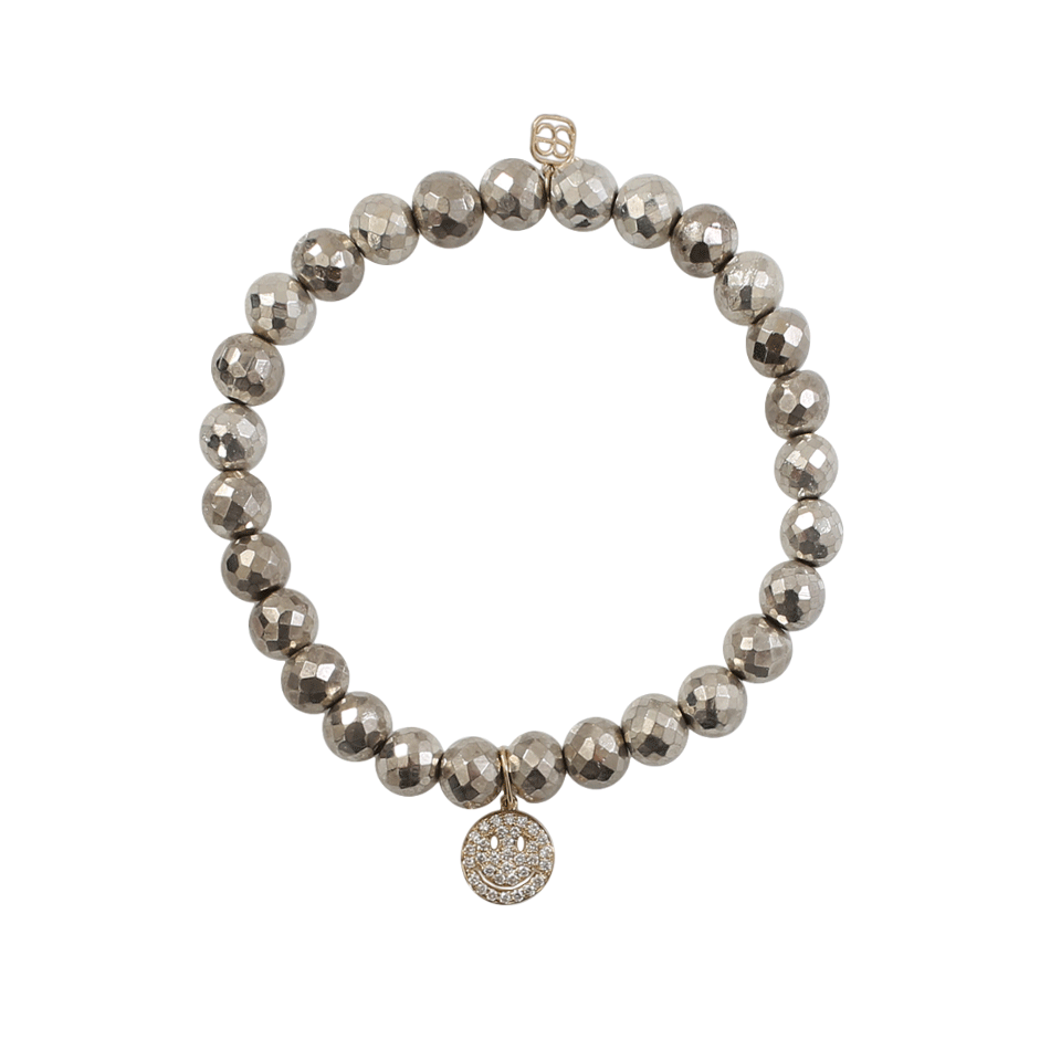 SYDNEY EVAN-Smiley Face Beaded Bracelet-YELLOW GOLD