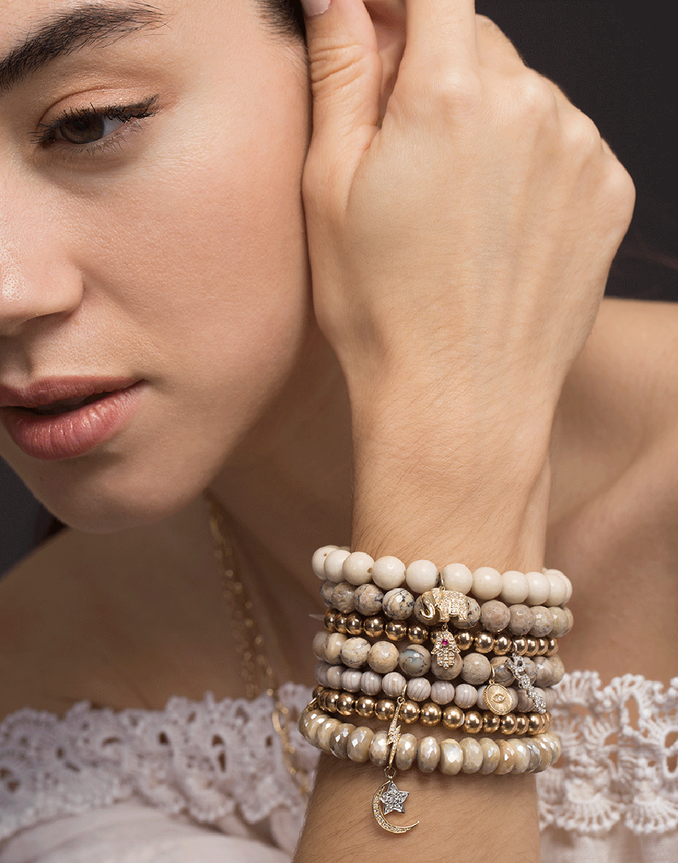 SYDNEY EVAN-Star and Moon Charm Bracelet-YELLOW GOLD