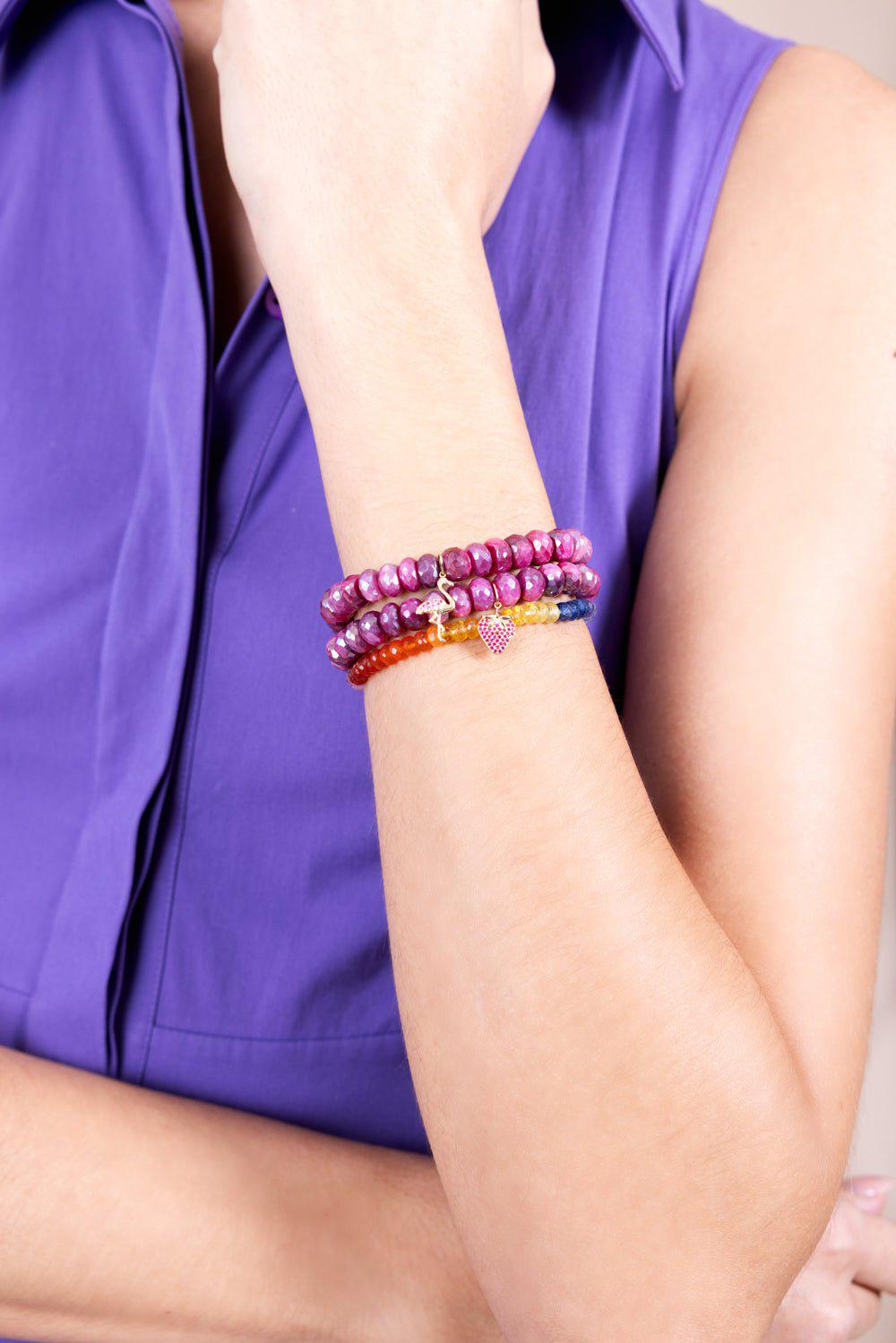 SYDNEY EVAN-Sunburst Mixed Charm Bracelet-YELLOW GOLD