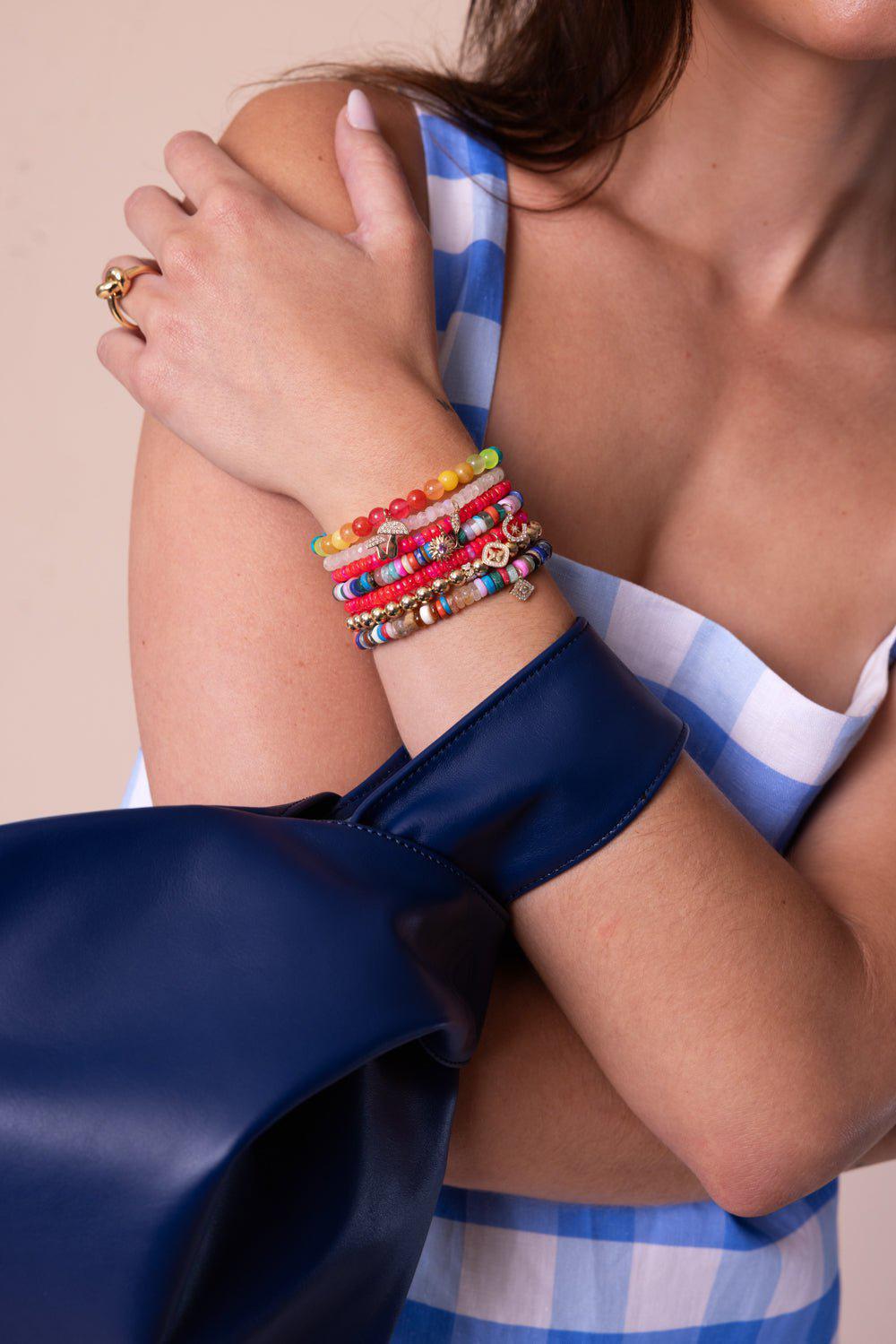 SYDNEY EVAN-Sunburst Opal Charm Bracelet-YELLOW GOLD