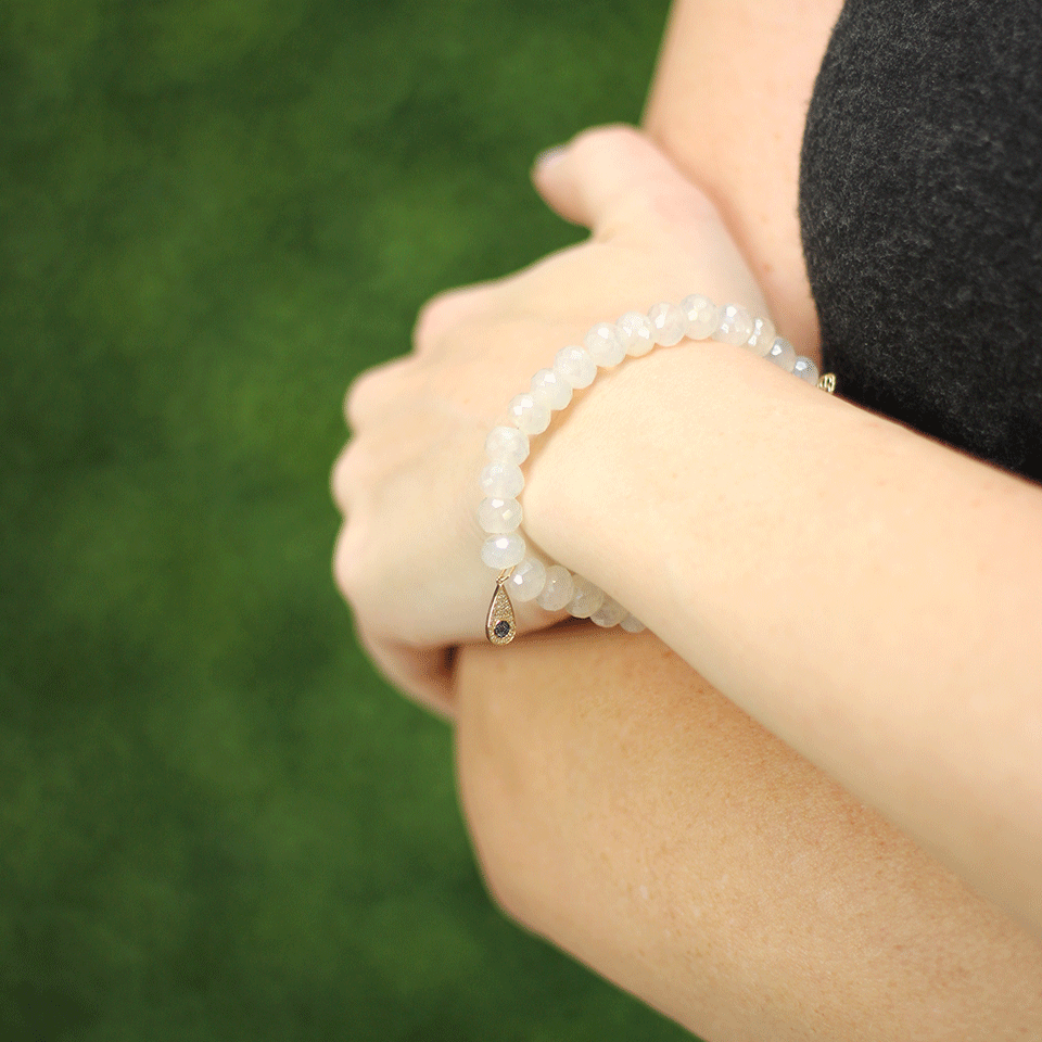 SYDNEY EVAN-Teardrop Evil Eye Beaded Bracelet-YELLOW GOLD