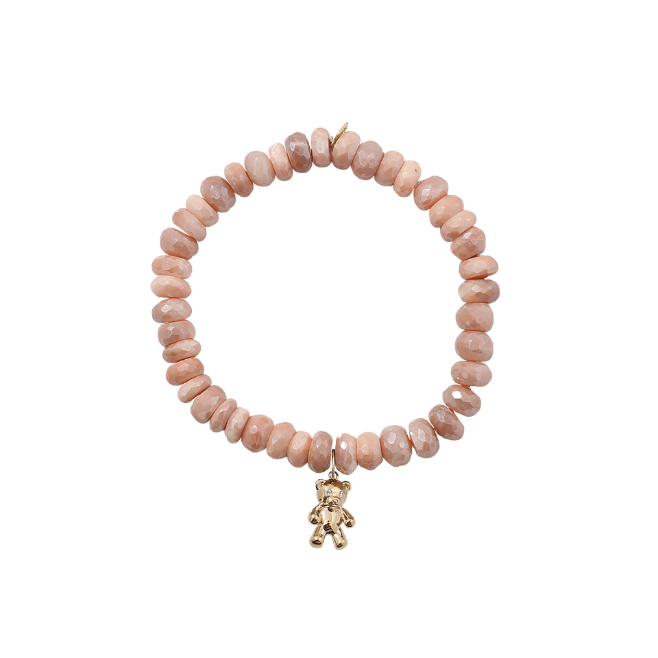 SYDNEY EVAN-Teddy Bear Salmon Moonstone Bracelet-YELLOW GOLD