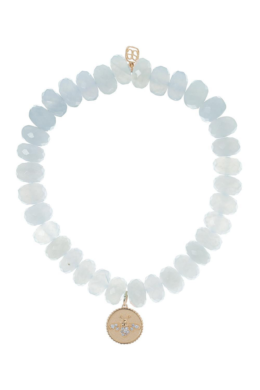 Tiny Bee Coin Chalcedony Charm Bracelet-YELLOW GOLD-JEWELRYFINE JEWELBRACELET O-SYDNEY EVAN