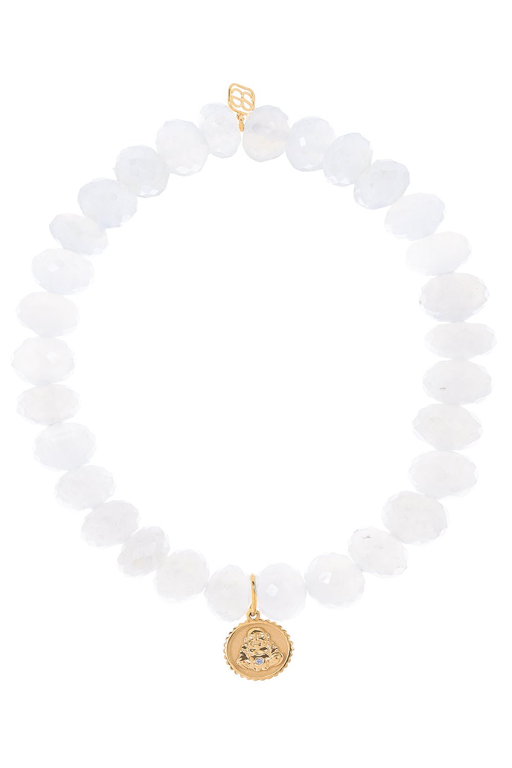 SYDNEY EVAN-Tiny Buddha Chalcedony Charm Bracelet-YELLOW GOLD