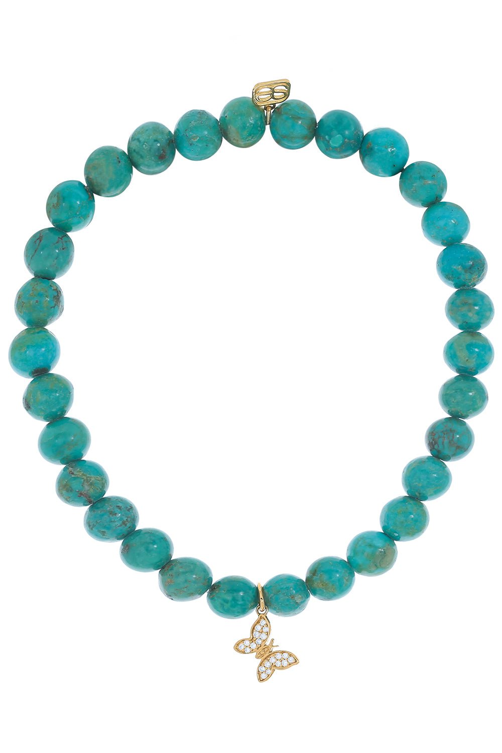 SYDNEY EVAN-Tiny Butterfly Turquoise Charm Bracelet-YELLOW GOLD