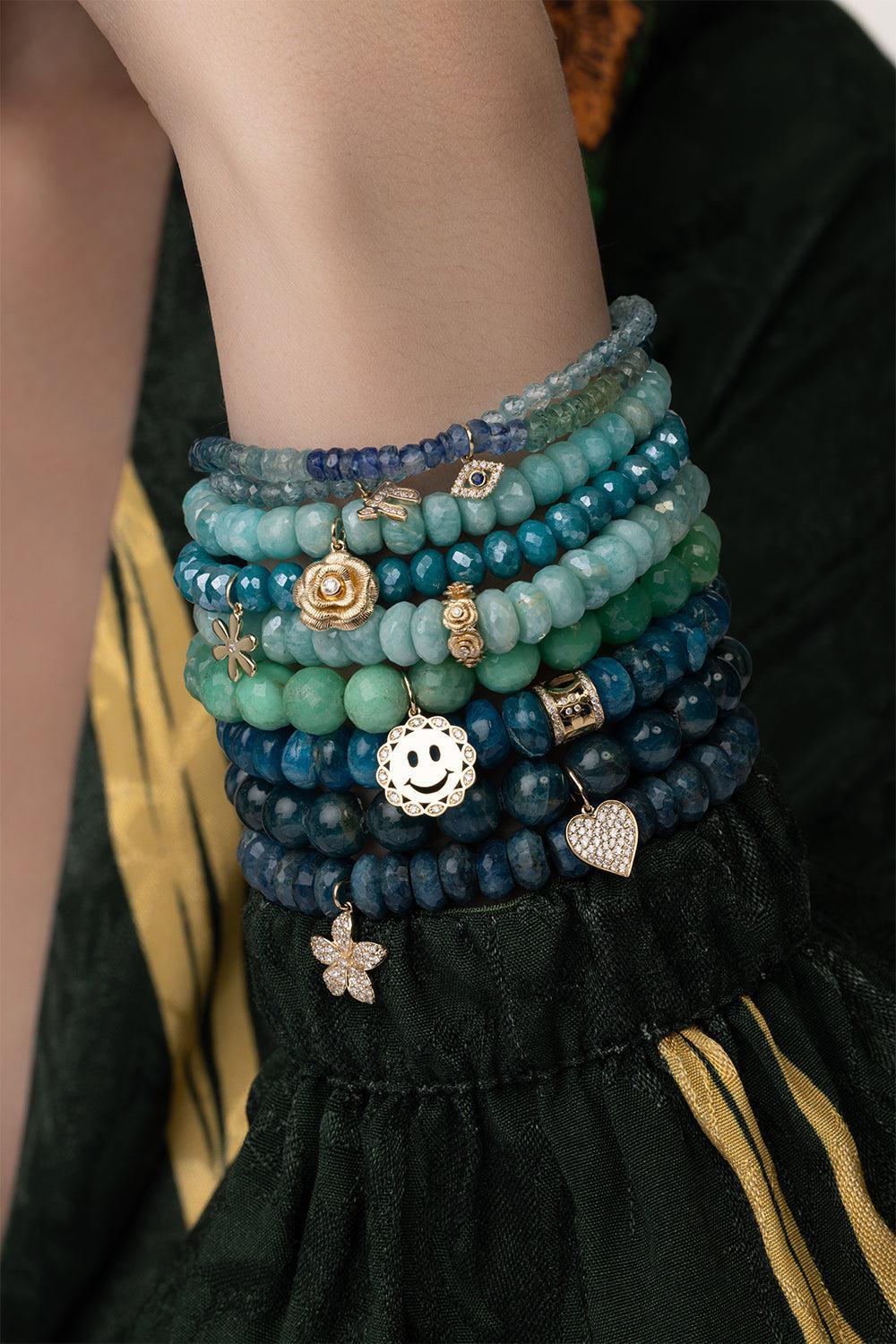 Tiny Evil Eye Kyanite Charm Bracelet-YELLOW GOLD-JEWELRYFINE JEWELBRACELET O-SYDNEY EVAN