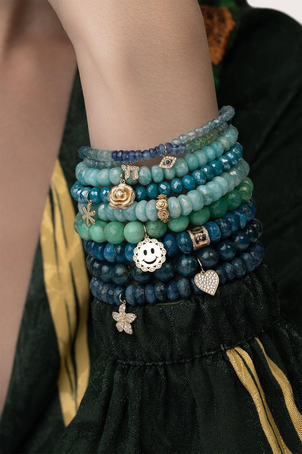 Tiny Evil Eye Kyanite Charm Bracelet-YELLOW GOLD-JEWELRYFINE JEWELBRACELET O-SYDNEY EVAN