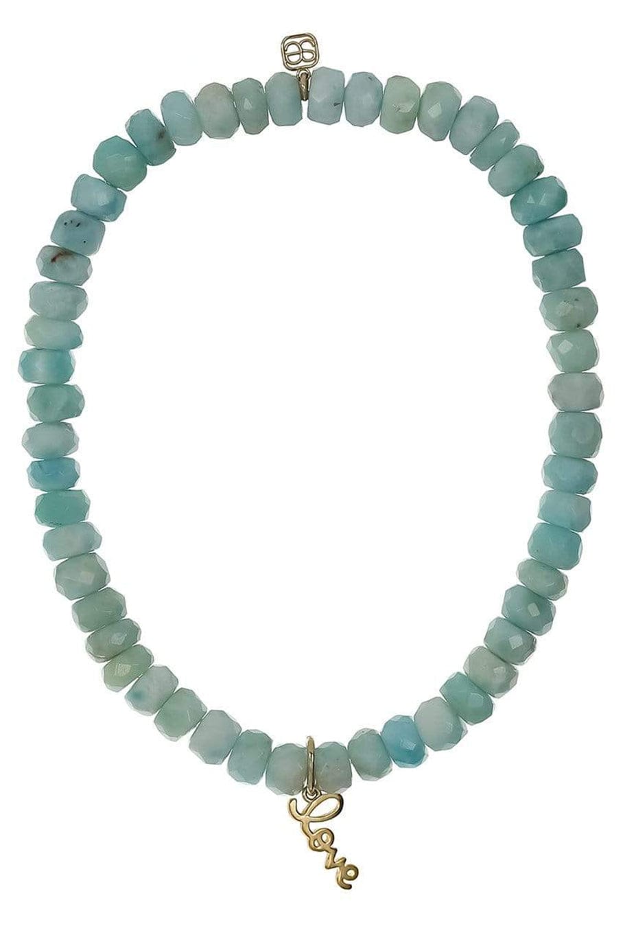 SYDNEY EVAN-Tiny Love Charm Larimar Bead Bracelet-YELLOW GOLD