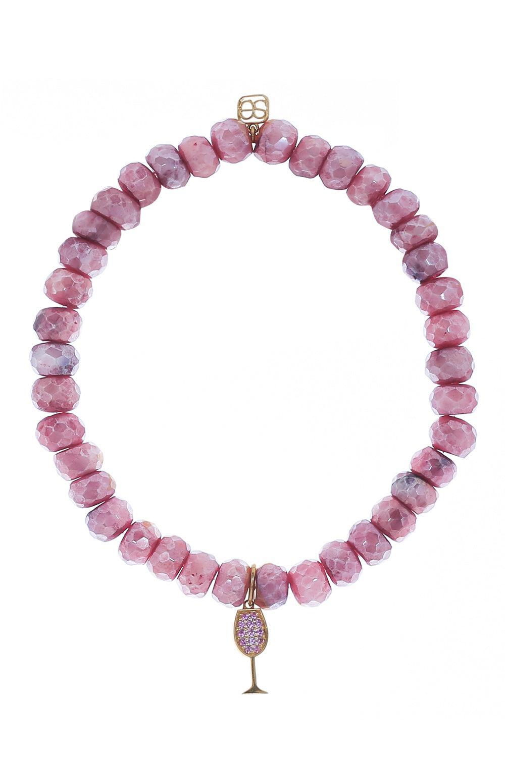 Tiny Wine Glass Red Moonstone Charm Bracelet-YELLOW GOLD-JEWELRYFINE JEWELBRACELET O-SYDNEY EVAN