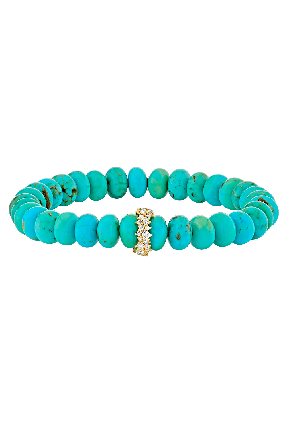  Turquoise Diamond Beaded Rondelle Bracelet-YELLOW GOLD-JEWELRYFINE JEWELBRACELET O-SYDNEY EVAN 