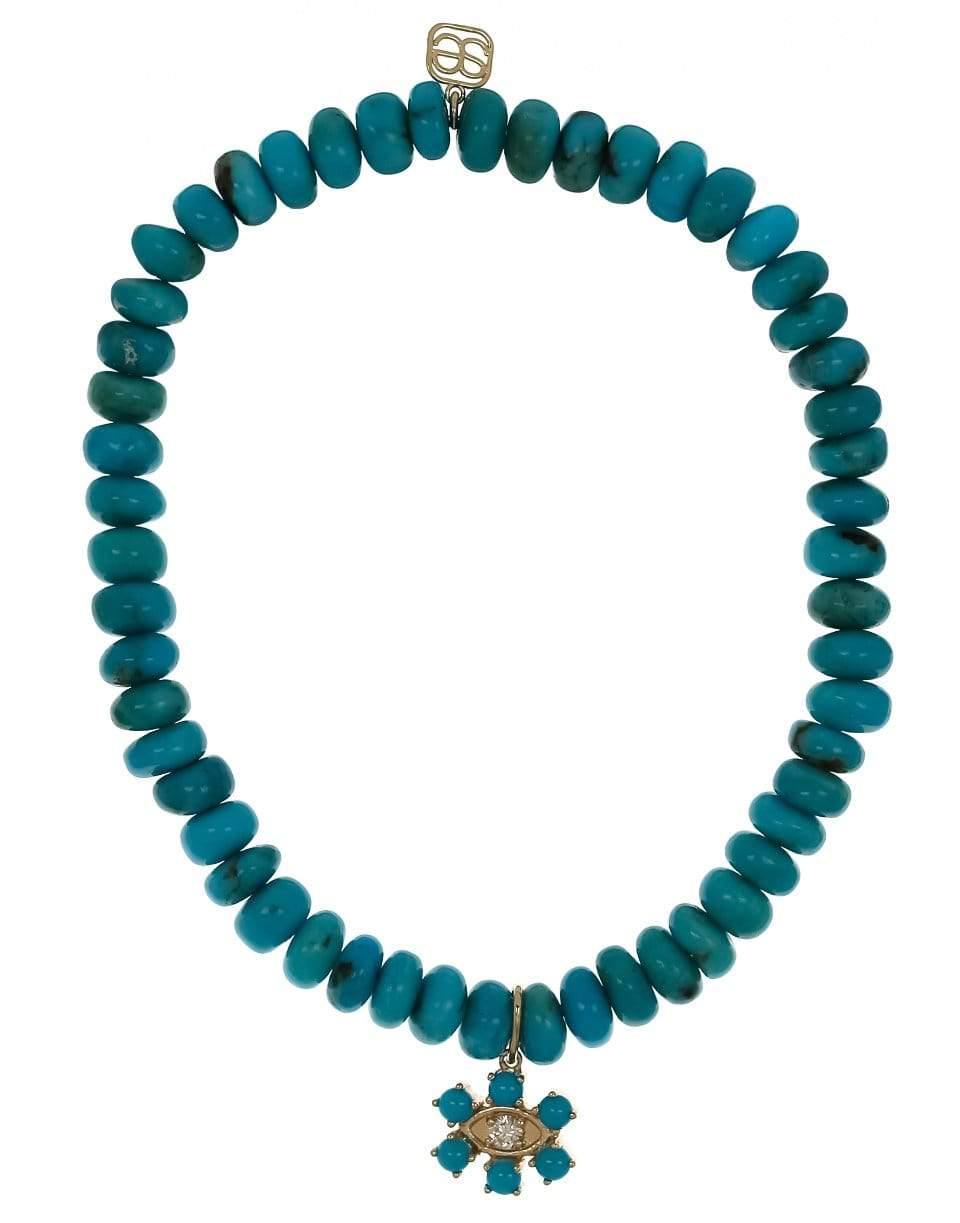 SYDNEY EVAN-Turquoise Evil Eye Bead Bracelet-YELLOW GOLD