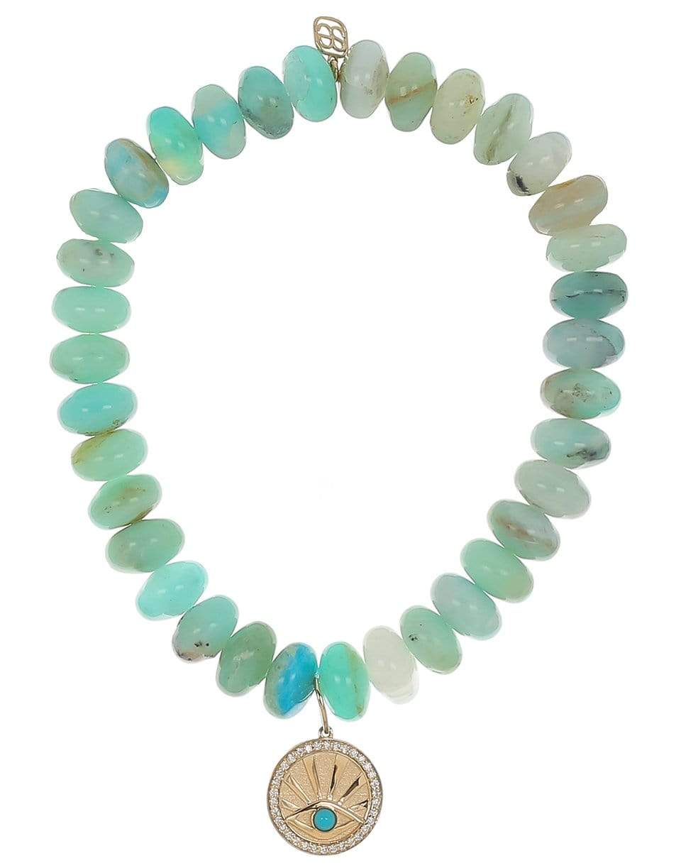 SYDNEY EVAN-Turquoise Evil Eye Opal Bead Bracelet-YELLOW GOLD