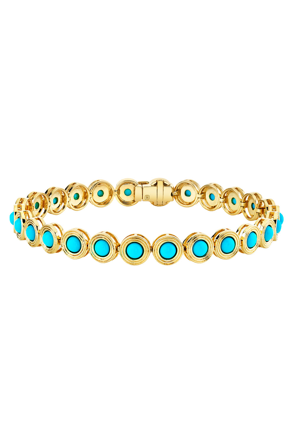 Turquoise Fluted Tennis Bracelet-YELLOW GOLD-JEWELRYFINE JEWELBRACELET O-SYDNEY EVAN