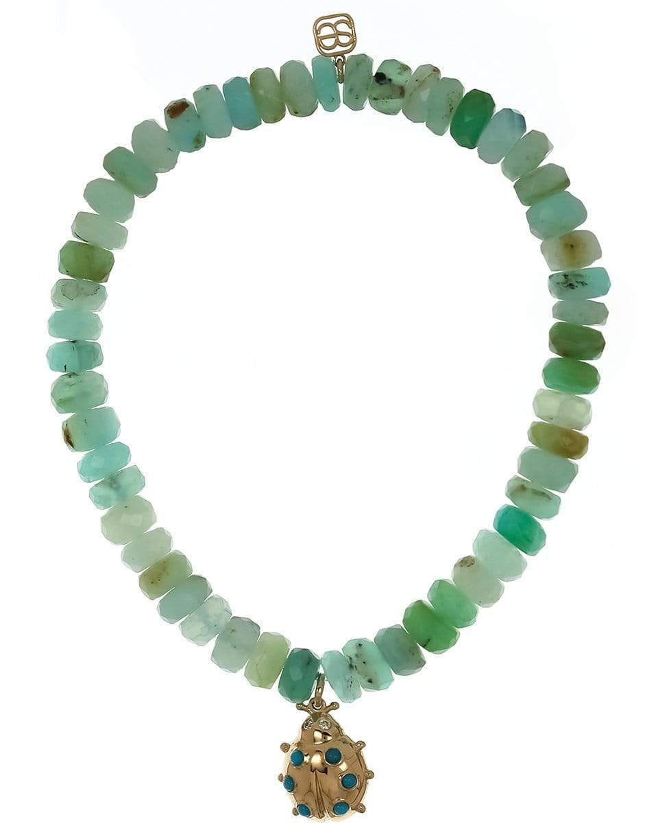 SYDNEY EVAN-Turquoise Ladybug Charm Opal Bead Bracelet-YELLOW GOLD