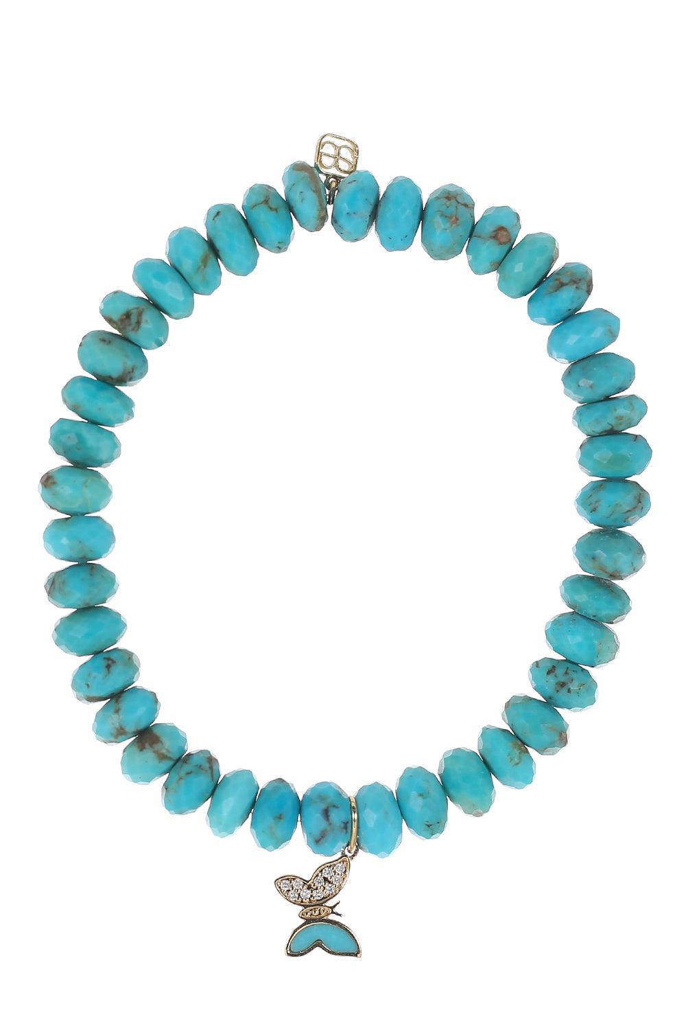 Turquoise Tiny Butterfly Charm Bracelet-YELLOW GOLD-JEWELRYFINE JEWELBRACELET O-SYDNEY EVAN
