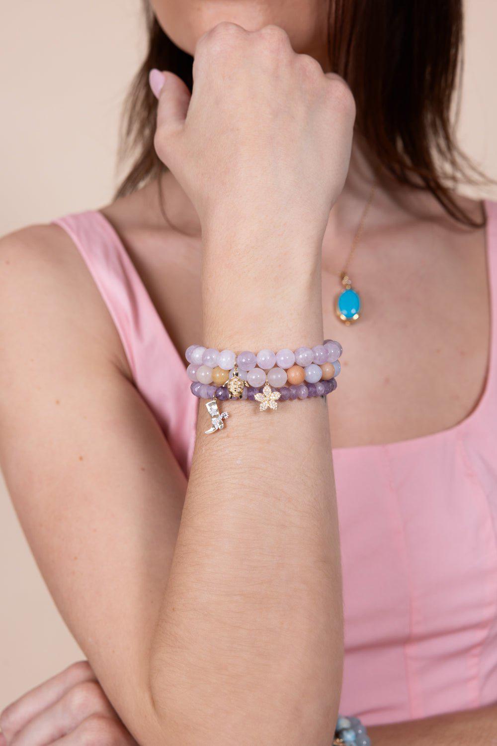 SYDNEY EVAN-Turtle Amethyst Charm Bracelet-YELLOW GOLD